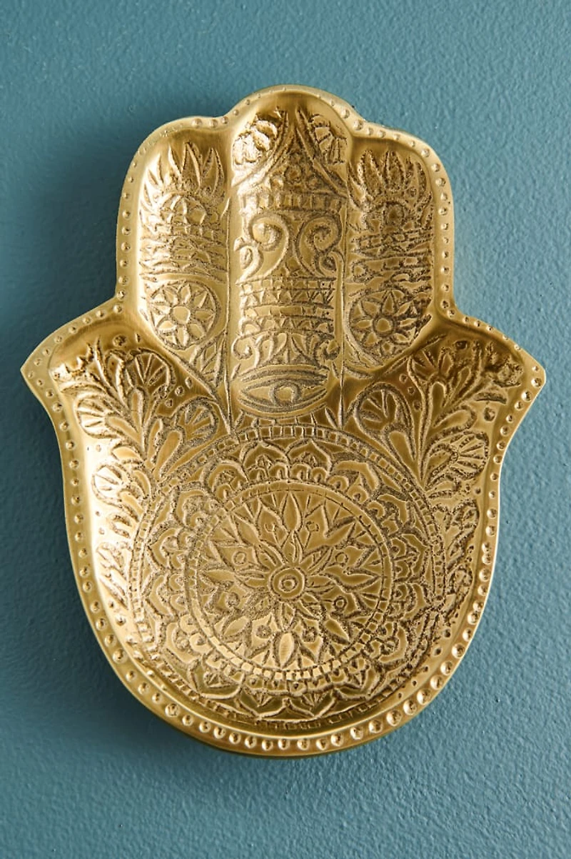 Gold Metal Hamsa Hand Catch All Dish
