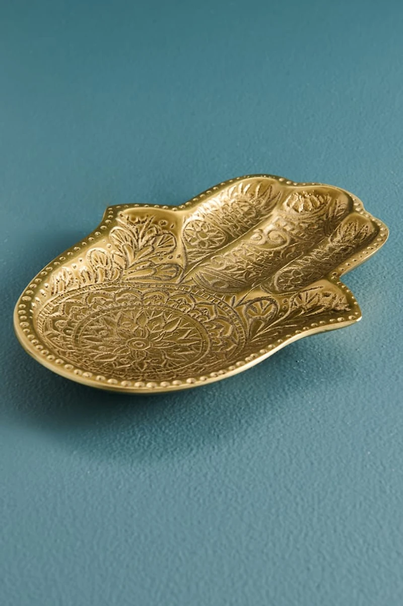Gold Metal Hamsa Hand Catch All Dish