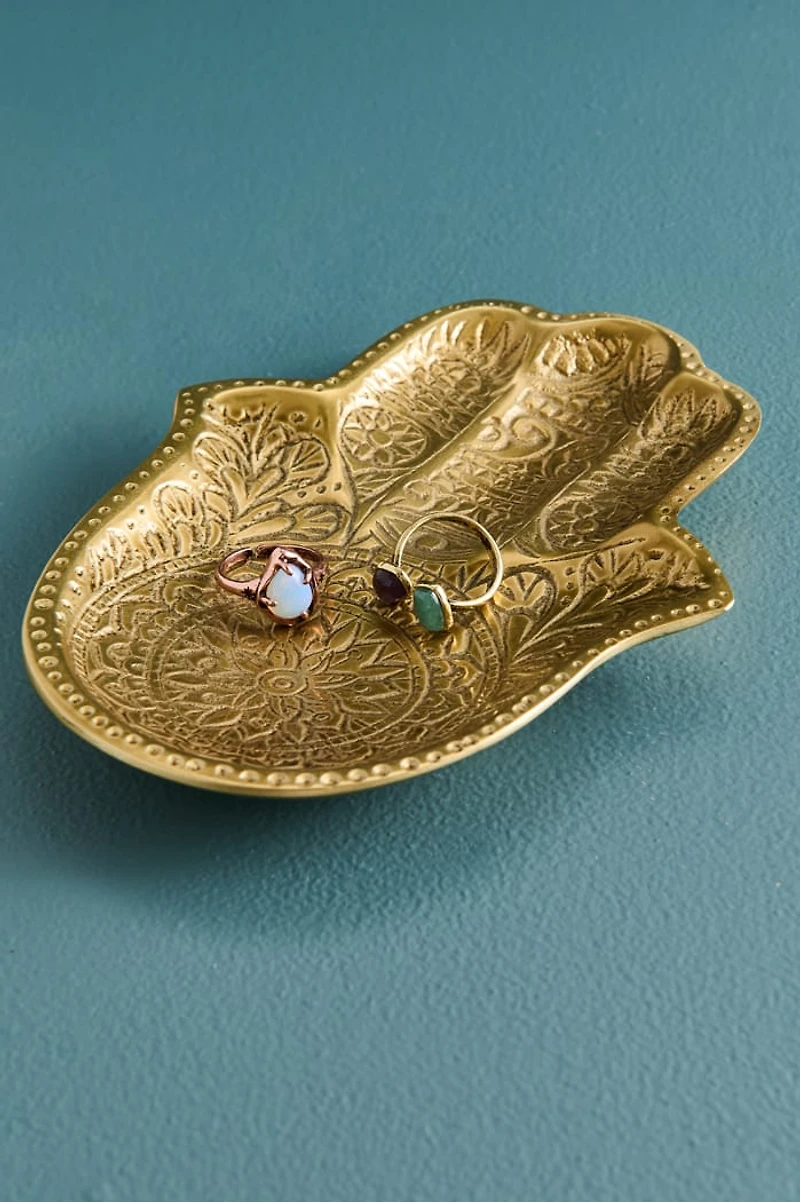 Gold Metal Hamsa Hand Catch All Dish