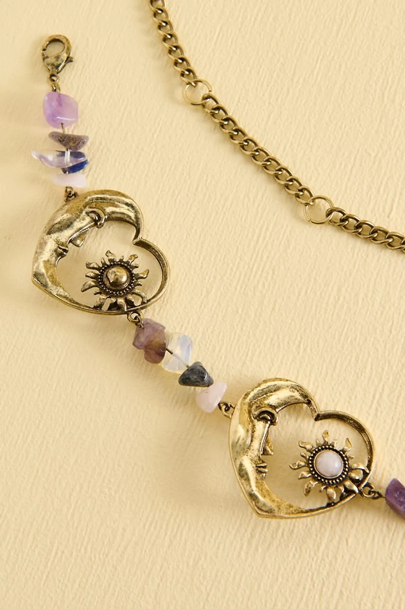 Amethyst Moon Heart Chain Belt