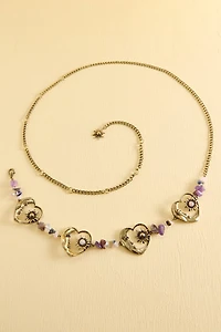 Amethyst Moon Heart Chain Belt