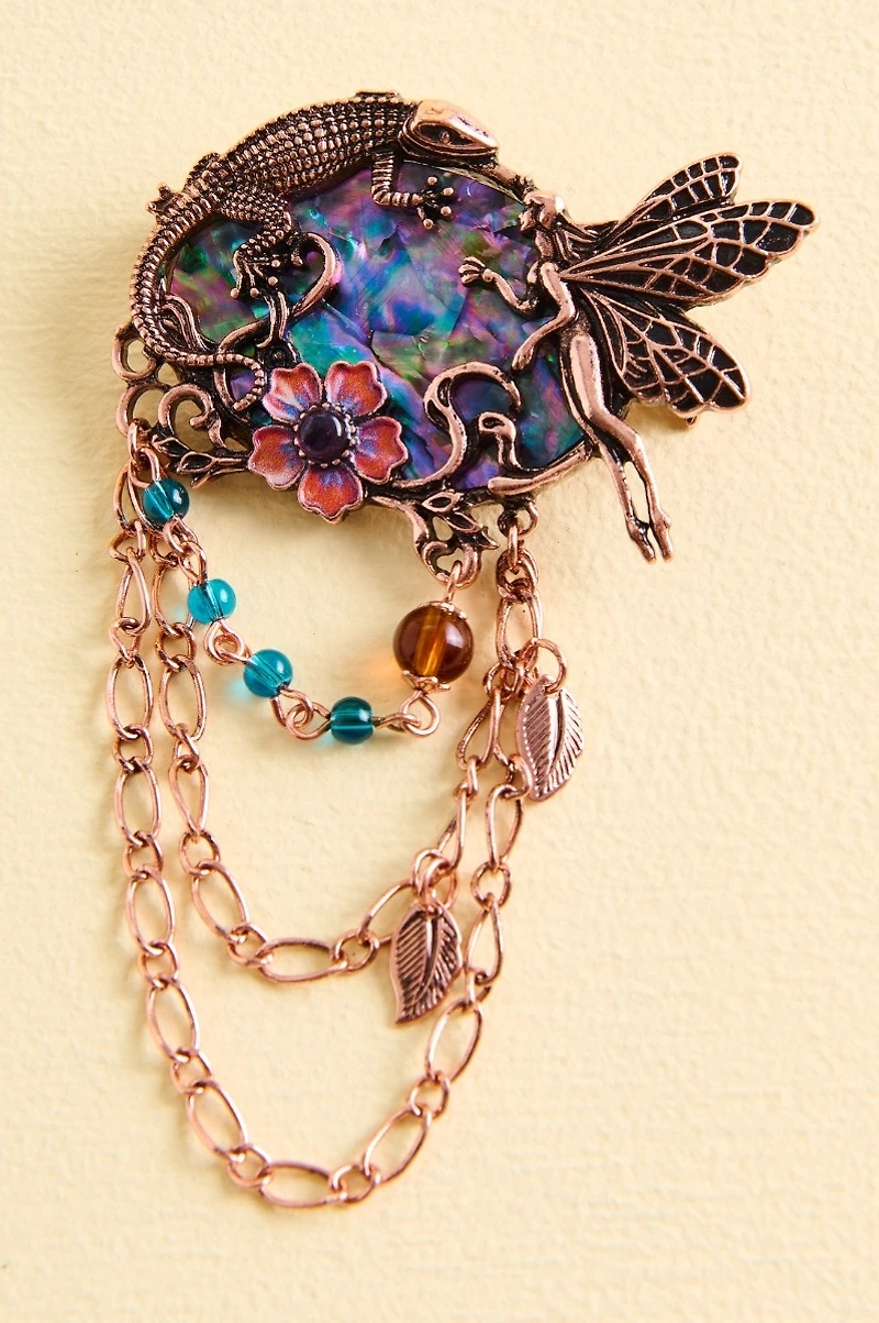 Amethyst Floral Fairy Chain Brooch