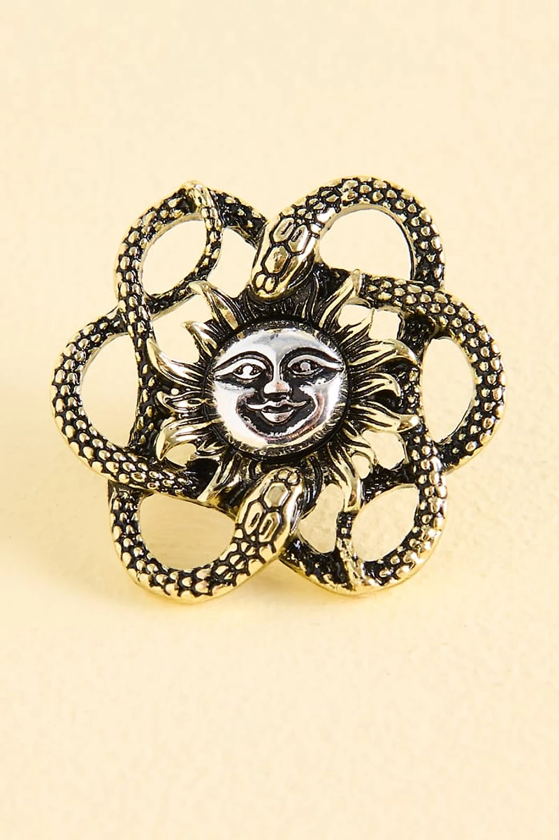 Coiled Snake Sun Brooch