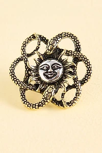 Coiled Snake Sun Brooch
