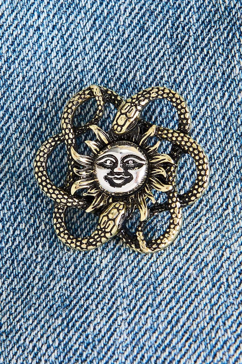 Coiled Snake Sun Brooch