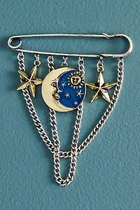 Celestial Moon Draped Chain Brooch