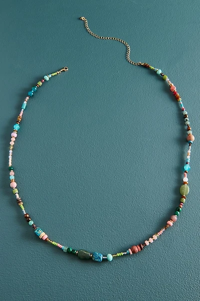 Rainbow Beaded Glass and Stone Belt