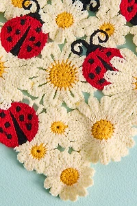 Ladybug Daisy Crochet Headband Scarf