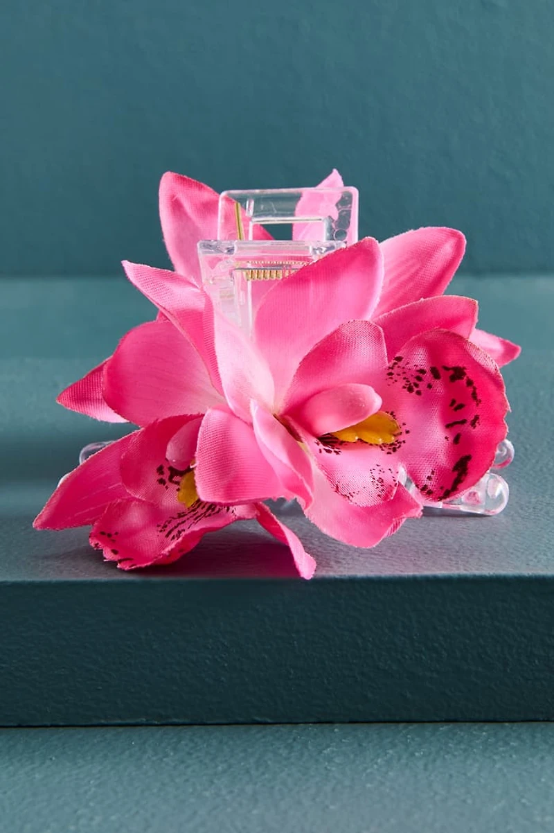 Pink Orchid Flower Claw Clip