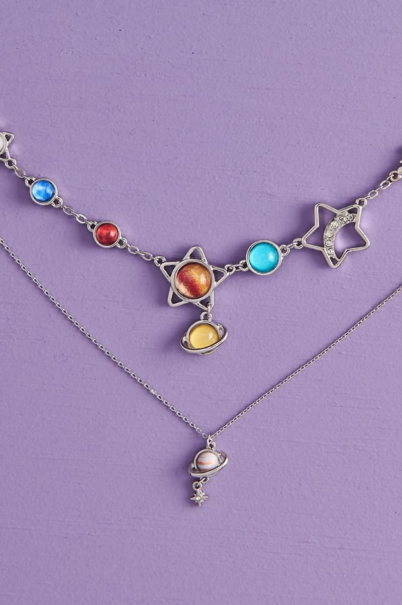 Buy Silver Solar System Necklace Online for Boho Cosmic Style