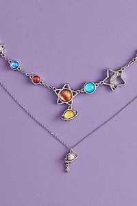 Buy Silver Solar System Necklace Online for Boho Cosmic Style