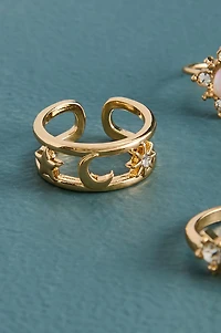 Buy Gold Moon Star Ring Set Online for Boho Stacked Style