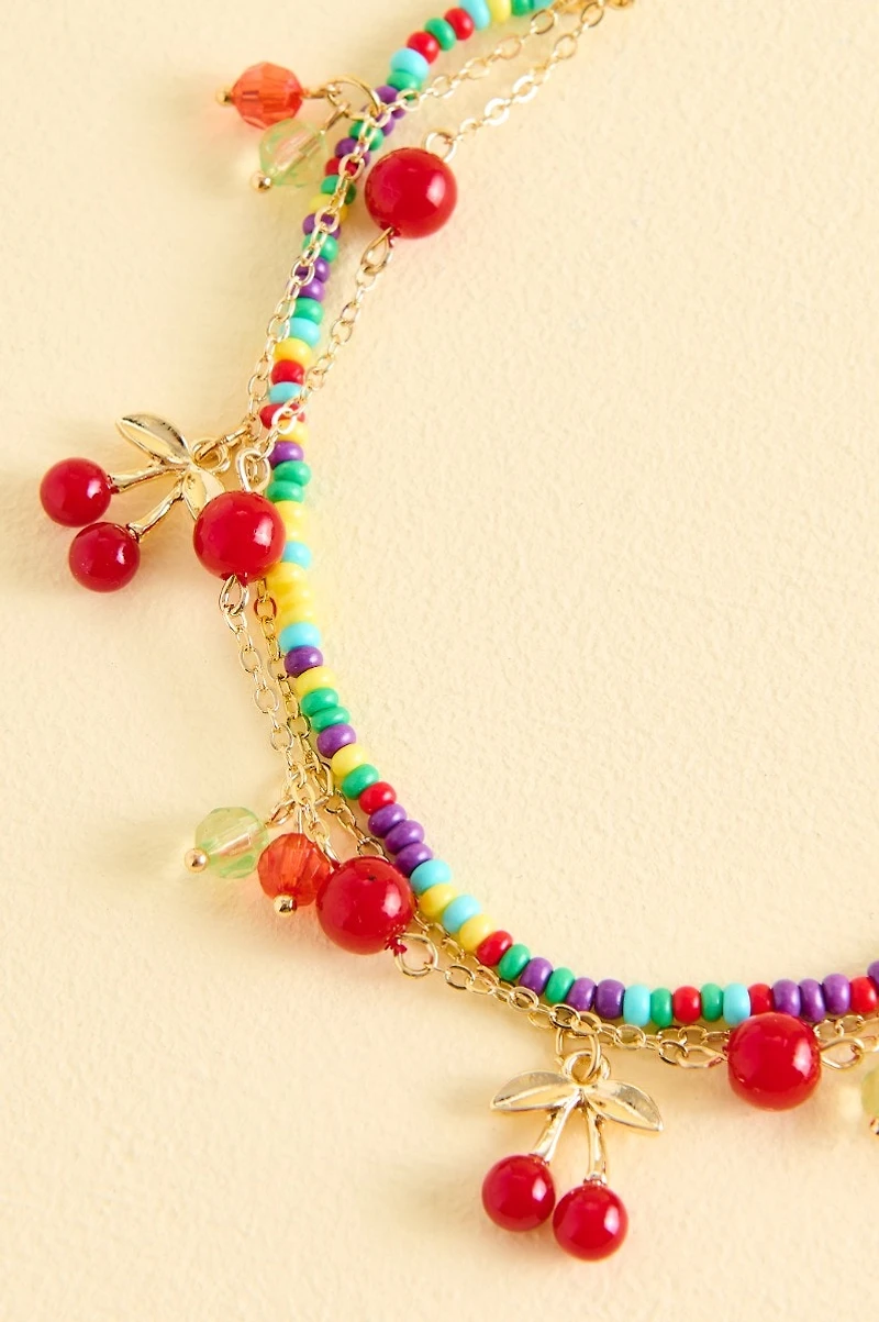 Cherry Picked Beaded Anklet