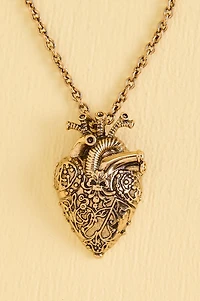 Gold Antique Anatomical Heart Necklace