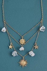 Celestial Quartz Triple Layered Necklace