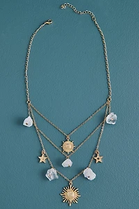 Celestial Quartz Triple Layered Necklace
