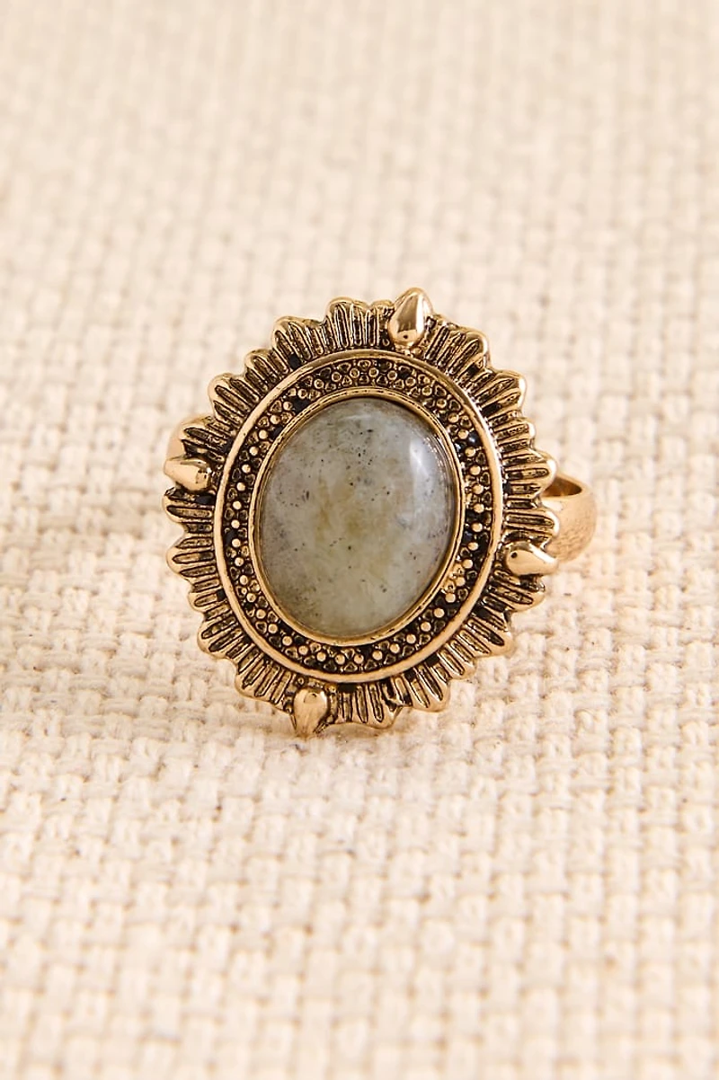 Labradorite Art Deco Ring