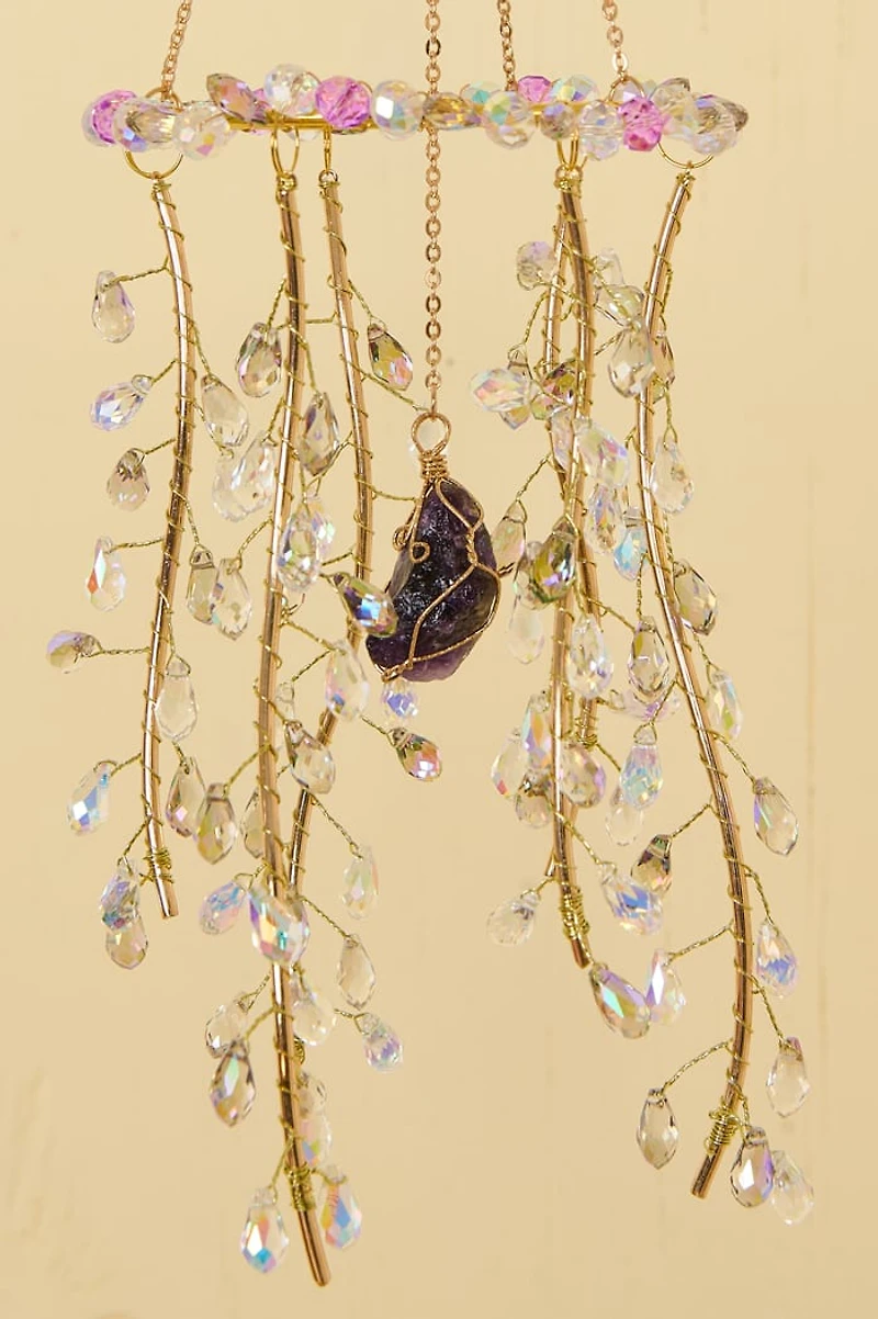 Amethyst Rainbow Glass Willow Branch Suncatcher