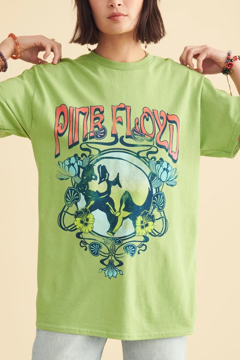 Green Pink Floyd Graphic T-Shirt