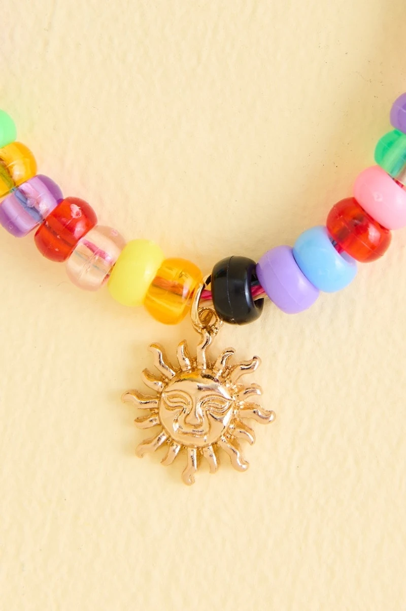 Gold Sun Rainbow Beaded Anklet