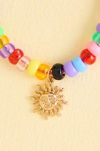 Gold Sun Rainbow Beaded Anklet