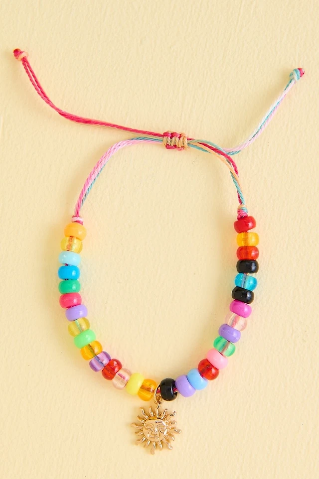Gold Sun Rainbow Beaded Anklet