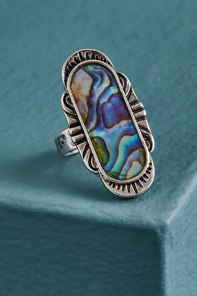 Silver Abalone Shell Boho RIng