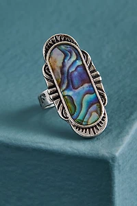 Silver Abalone Shell Boho RIng