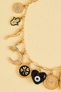 Gold Black Evil Eye Charm Bracelet