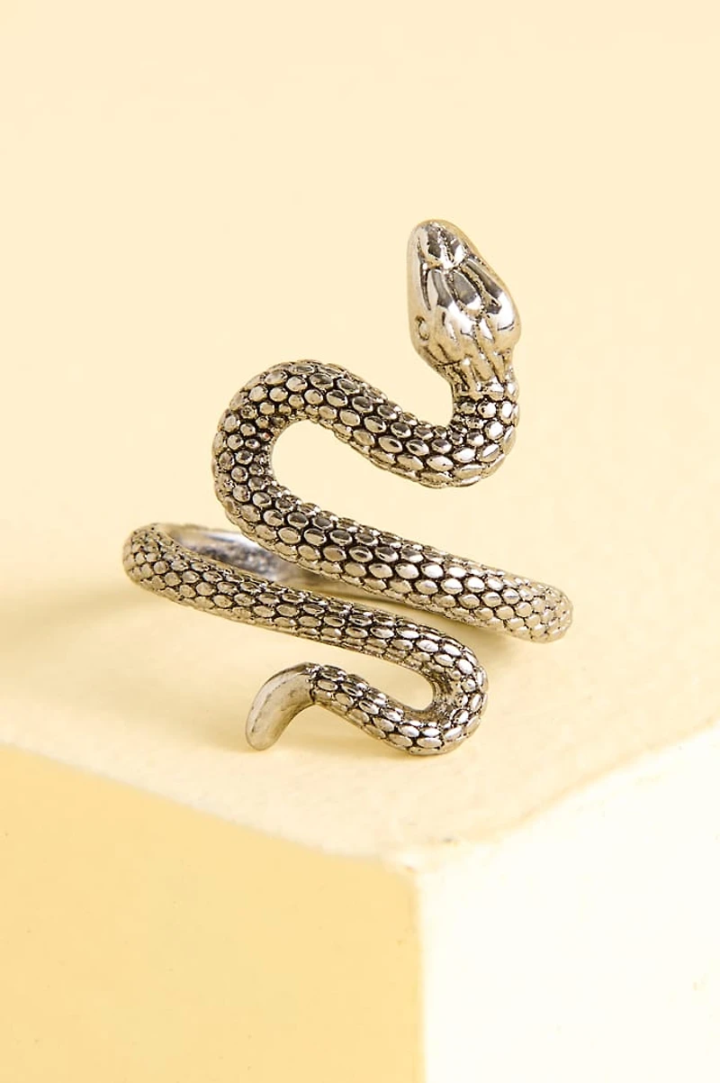 Silver Slithering Serpent Ring