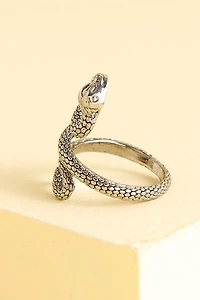 Silver Slithering Serpent Ring