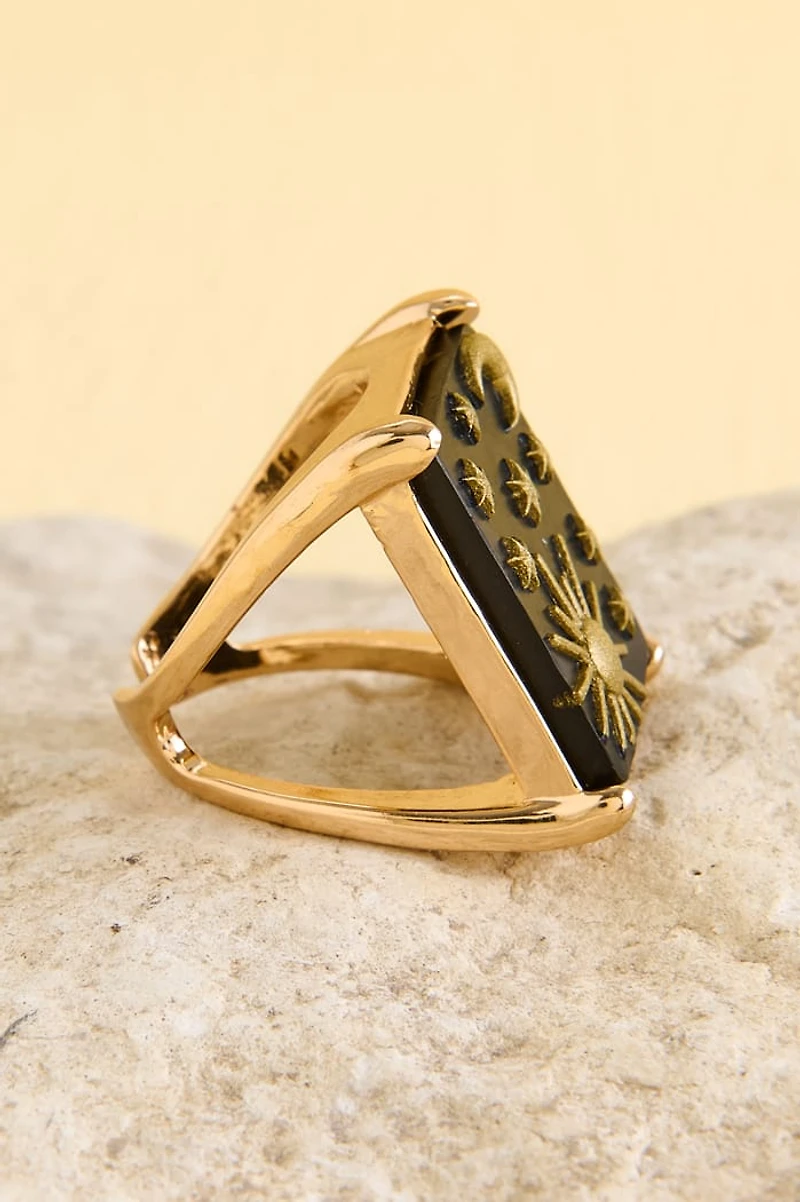 Black Celestial Rectangle Ring