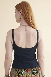 Navy Stretch Lace Tank