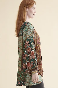 Green Patchwork Reversible Sari Duster
