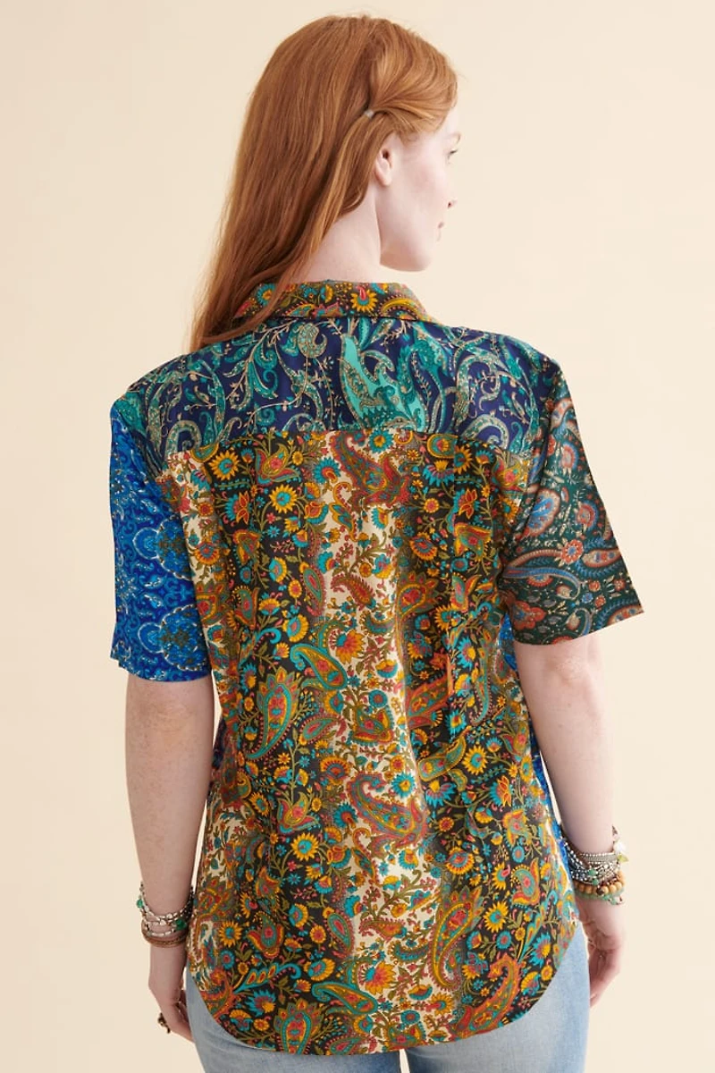 Assorted Boho Sari Camp Shirt