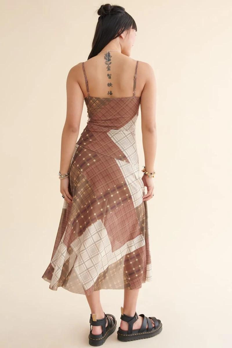 Brown Plaid Patchwork Fairy Dress