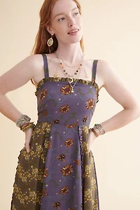 Two-Tone Floral Panel Maxi Dress