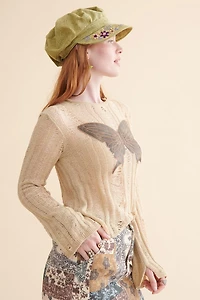 Butterfly Boho Distressed Sweater