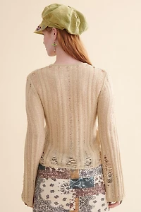 Butterfly Boho Distressed Sweater