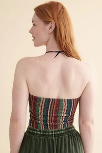 Striped Woven Tube Halter Top