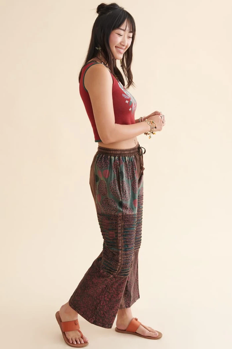 Brown Patchwork Distressed Pants