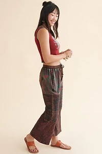 Brown Patchwork Distressed Pants