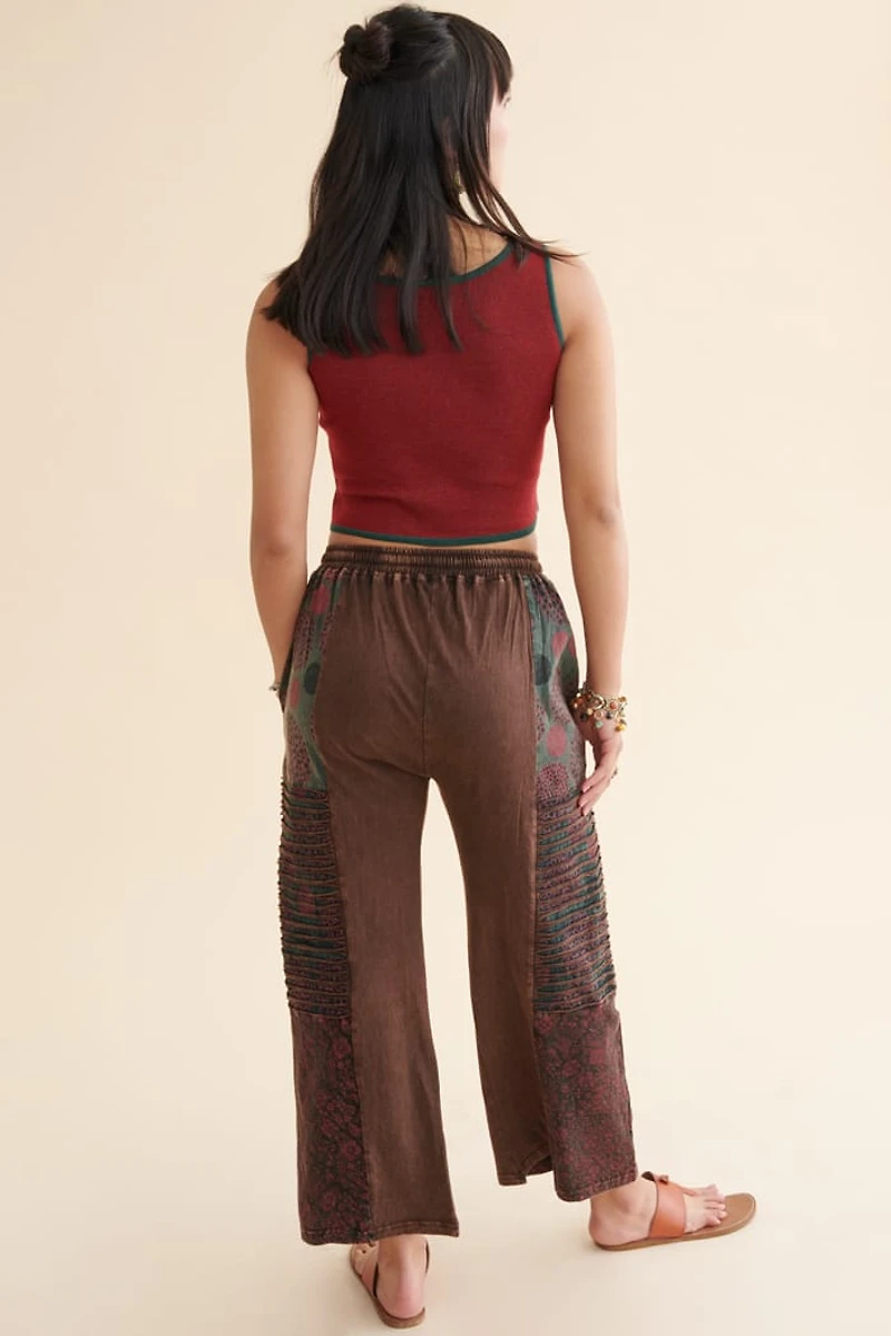 Brown Patchwork Distressed Pants