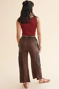 Brown Patchwork Distressed Pants