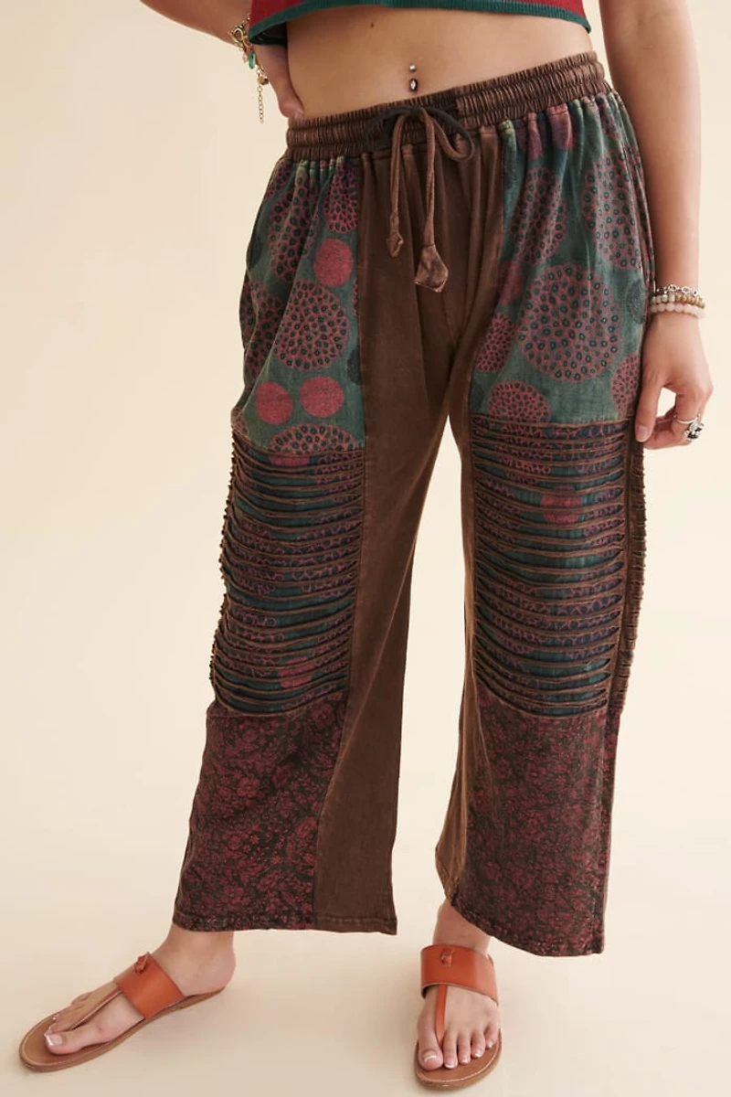 Brown Patchwork Distressed Pants