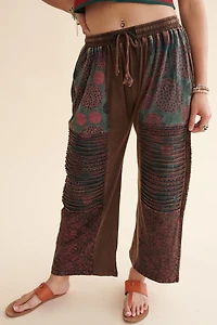 Brown Patchwork Distressed Pants