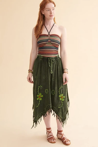 Green Embroidered Floral Fairy Skirt