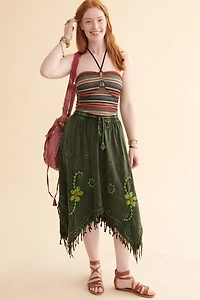 Green Embroidered Floral Fairy Skirt