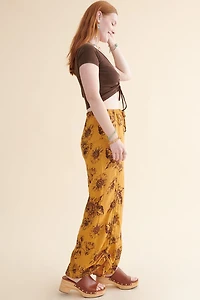 Yellow Floral Adjustable Wide Leg Pants