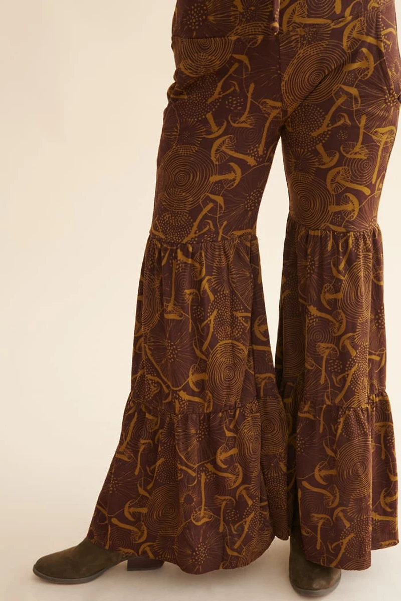 Trippy Mushroom Tiered Wide Leg Pants